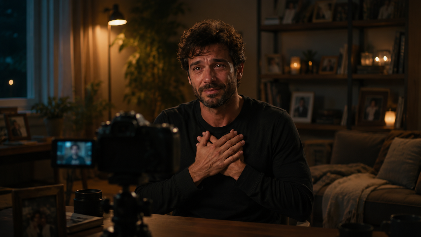 Una persona grabando un mensaje íntimo